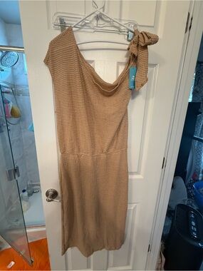 Cupshe NWT size L Women’s Knit Dress in Camel-lightweight woven underlined skirt